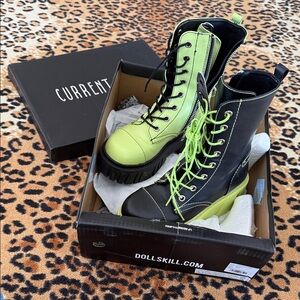 Dolls Kill black/green ‘mismatched’ Combat Boots